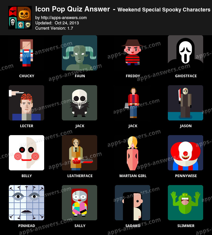 Icon Pop Quiz Answers Spooky Characters