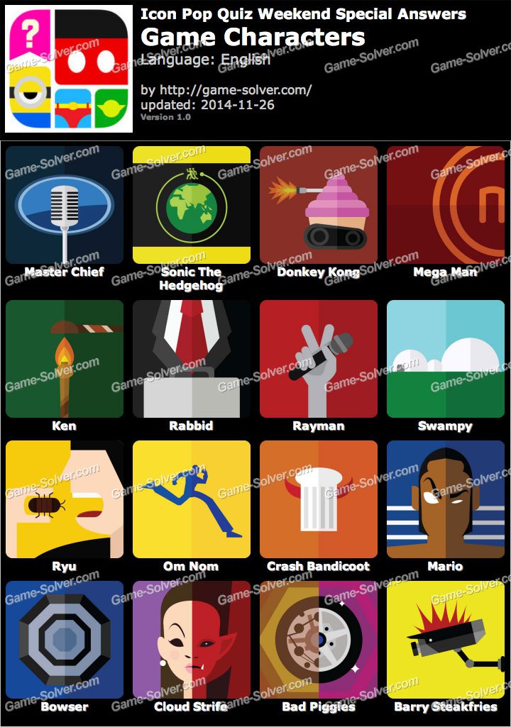 Icon Pop Quiz Game Characters