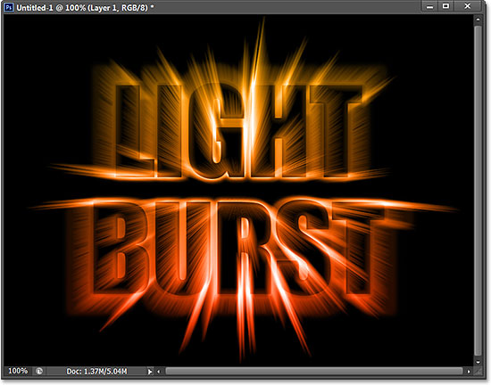 Light Burst Text Effect Photoshop