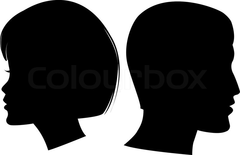 Man and Woman Face Silhouette