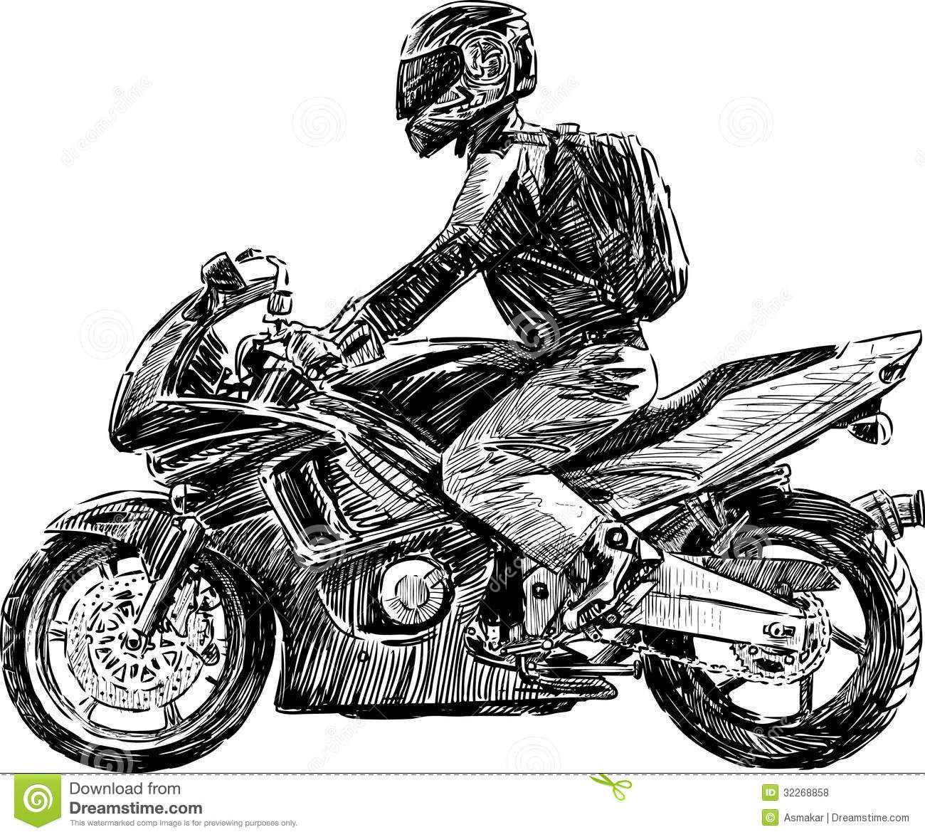 Man On Motorcycle Drawing