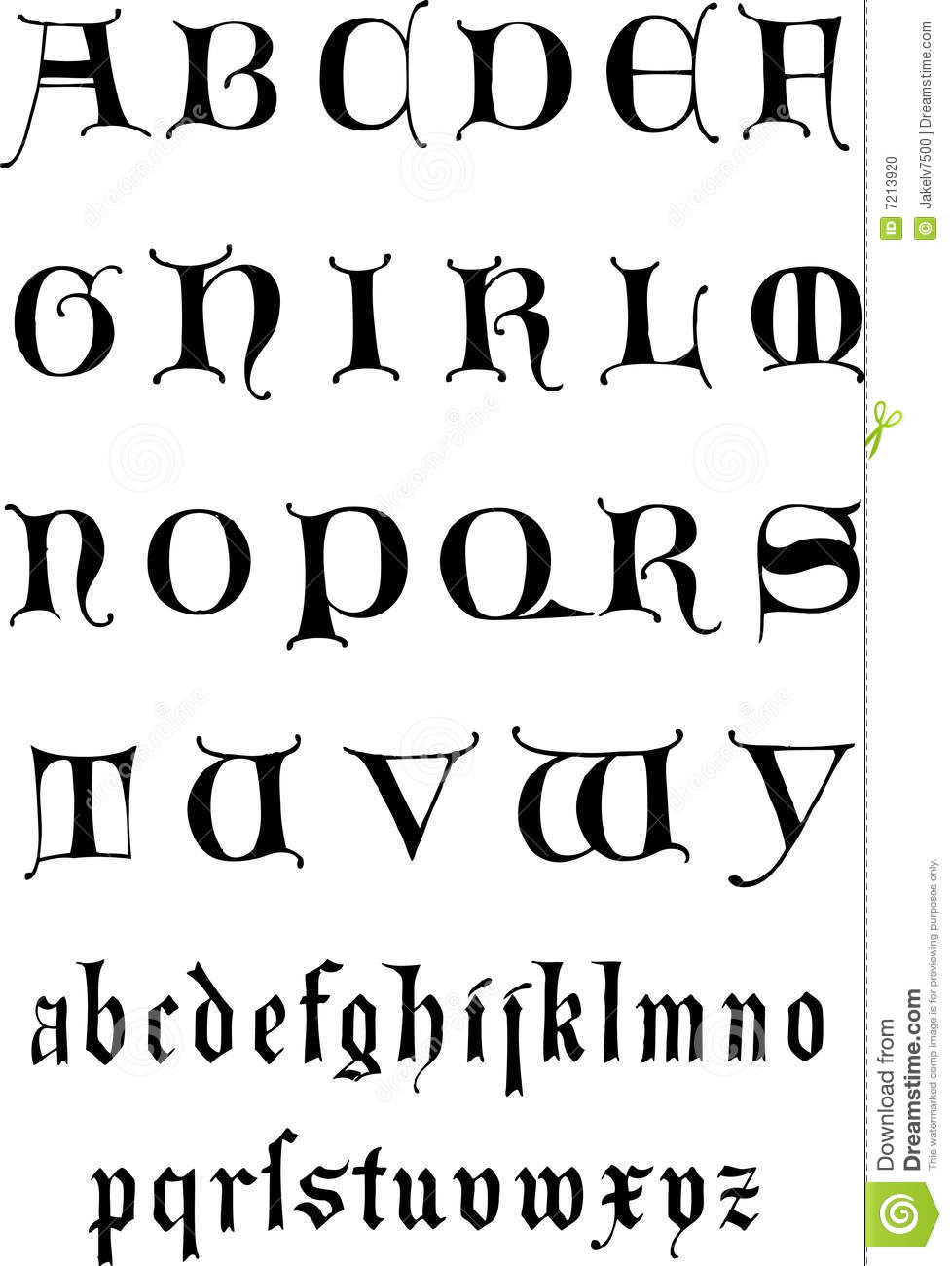 Medieval Font Alphabet Letters