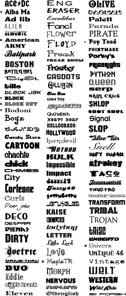 Microsoft Word Font List Broforms