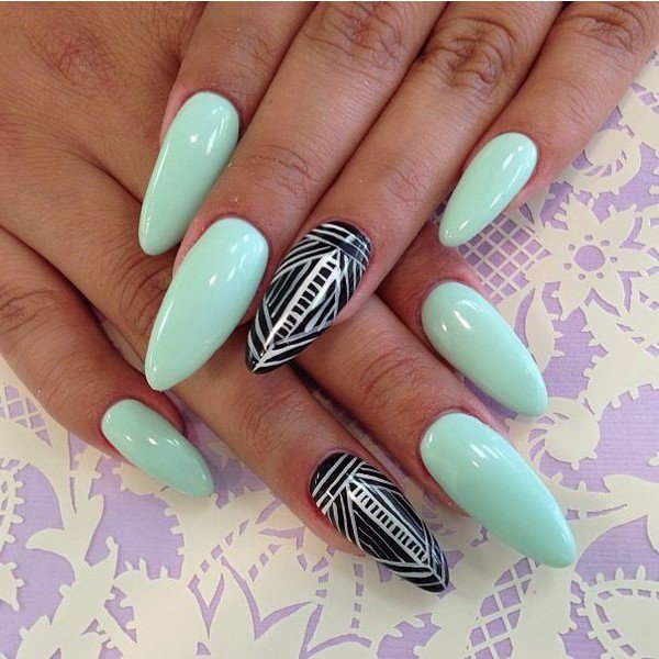 Mint Green Stiletto Nails