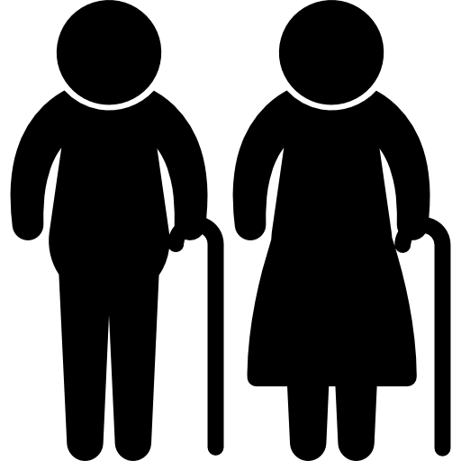 Old Person with Cane Silhouette