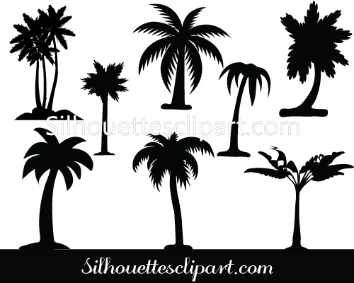 Palm Tree Silhouette Vector Clip Art