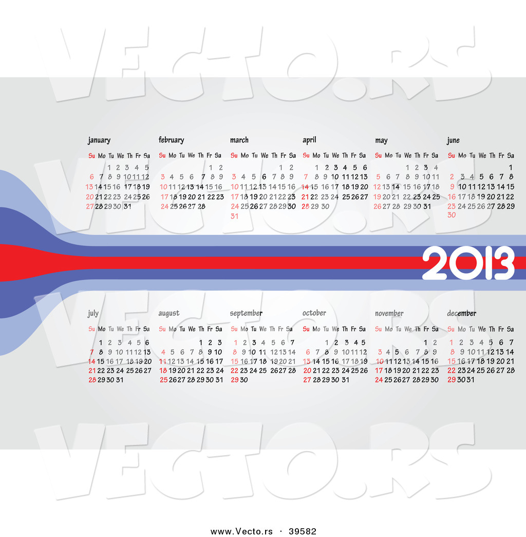 Red White and Blue May Calendar
