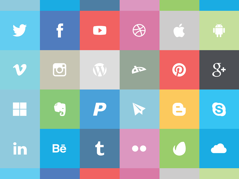 14 Free Flat Social Icons Images