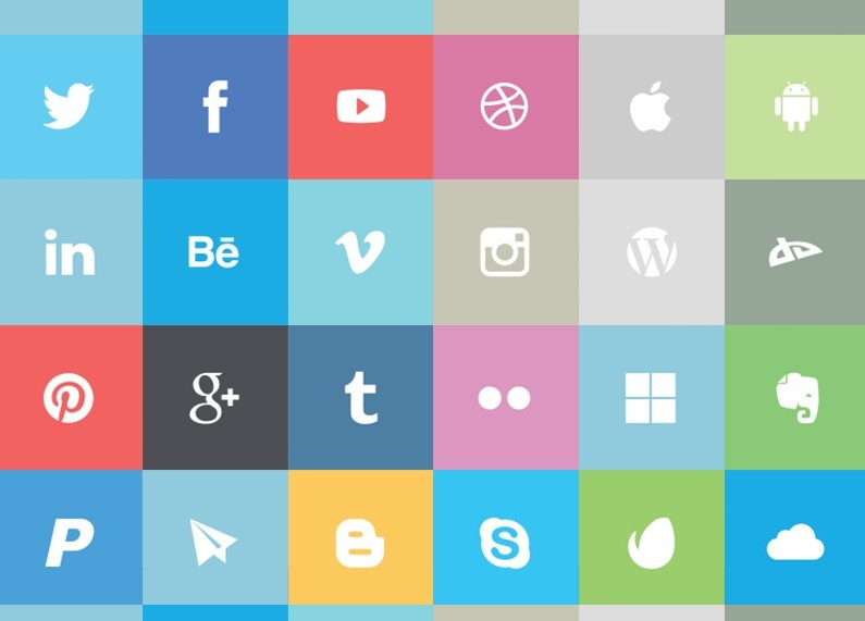 Social Media Icons Vector Flat