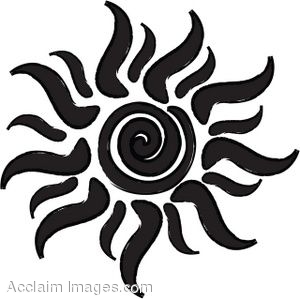 Tribal Sun Clip Art Black and White