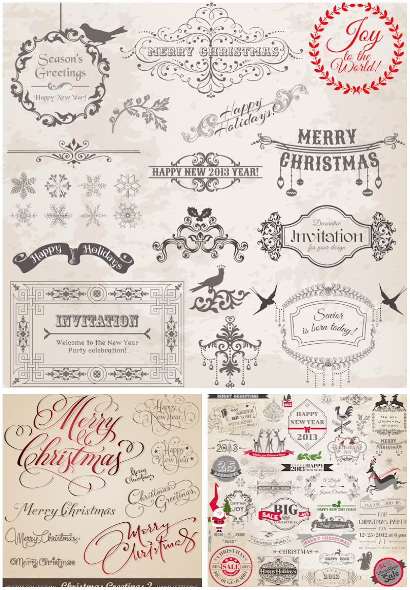 Vintage Christmas Clip Art Vector