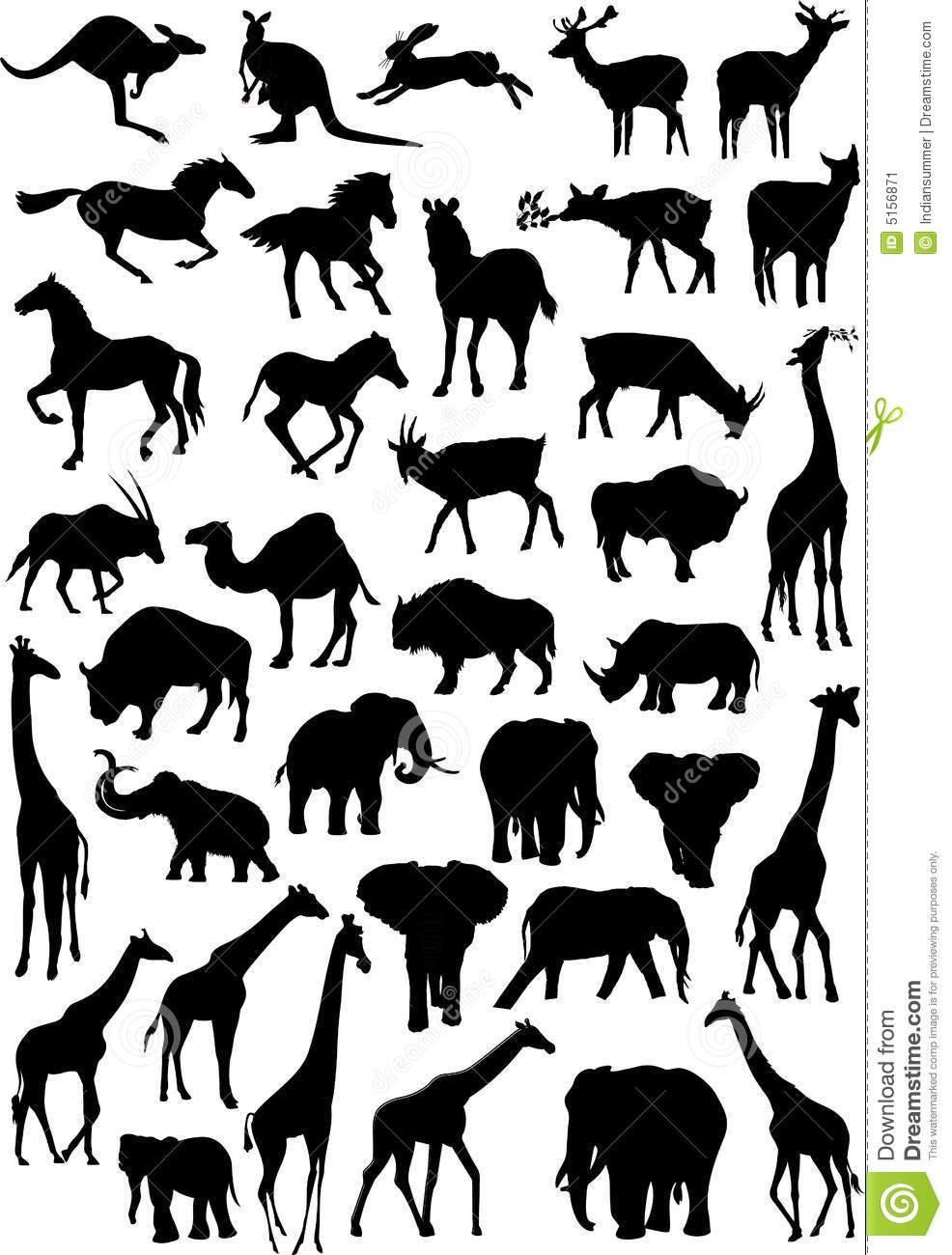 Wild Animals Silhouette Vector