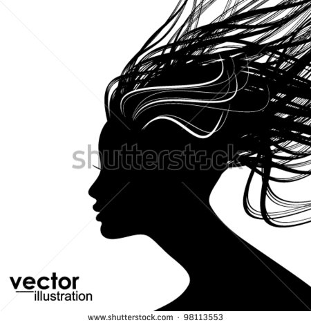 Woman Face Silhouette Curly Hair