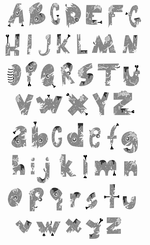 Zombie Letters Font Alphabet