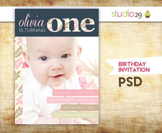 1st Birthday Invitation Templates Photoshop