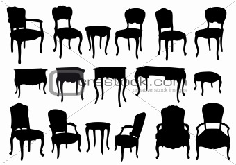 Antique Table and Chairs Illustrations Antique Table and Chairs Illustrations
