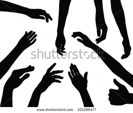 Arms and Hands Reaching Out Silhouette