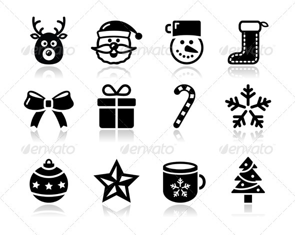 Black and White Christmas Icons