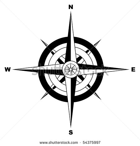 Black and White Compass Rose