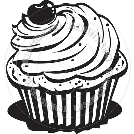 Black and White Cupcake Clip Art