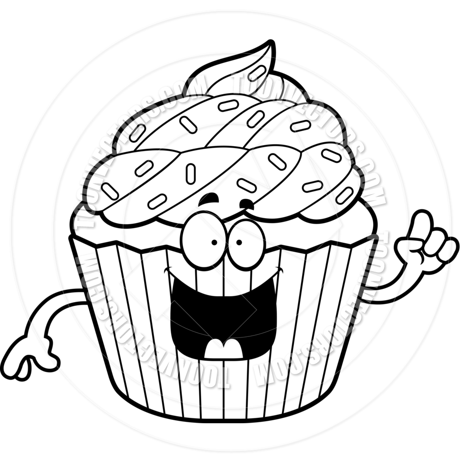 Black and White Cupcake Clip Art