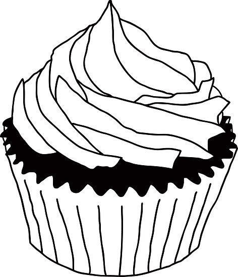 Black and White Cupcake Clip Art