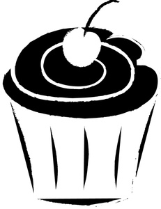 Black and White Cupcake Clip Art