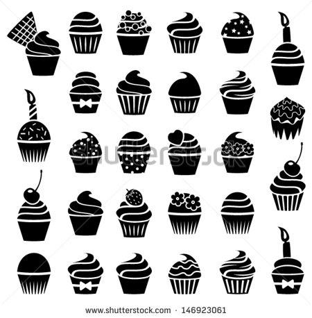 Black and White Cupcake Vector Art
