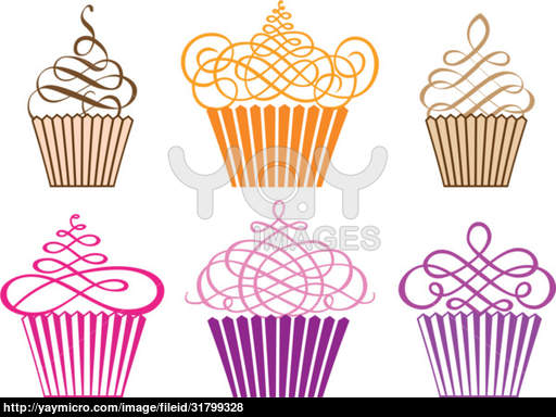 Black and White Cupcake Vectors