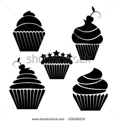 Black and White Cupcake Vectors
