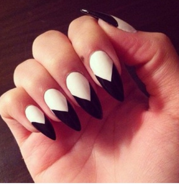 Black and White Stiletto Nails