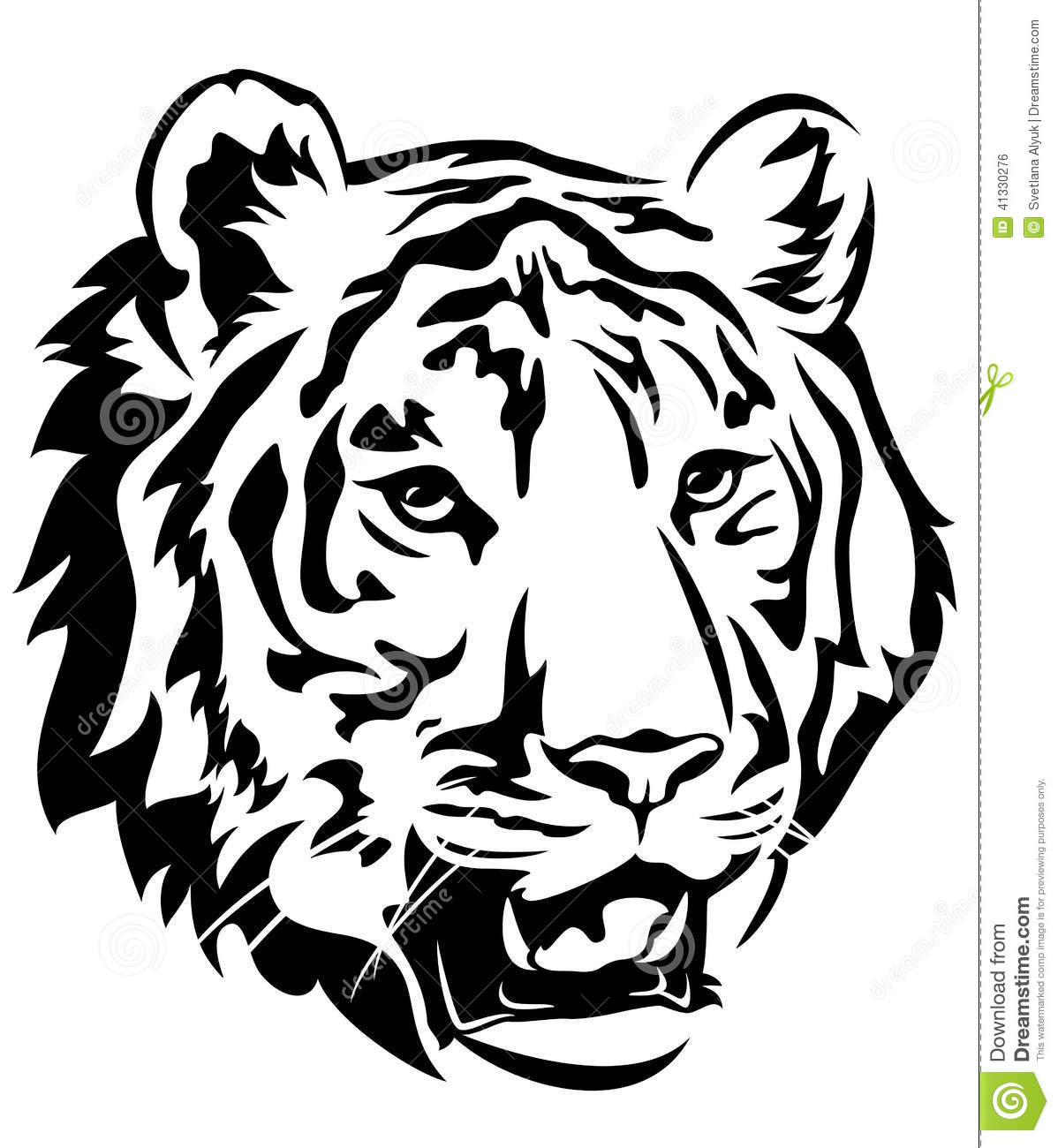 Black and White Tiger Head