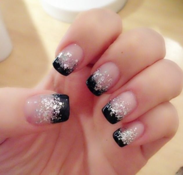 Black Glitter Nail Designs