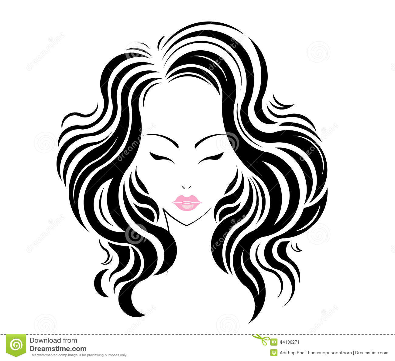 Black Women Long Hair Logo