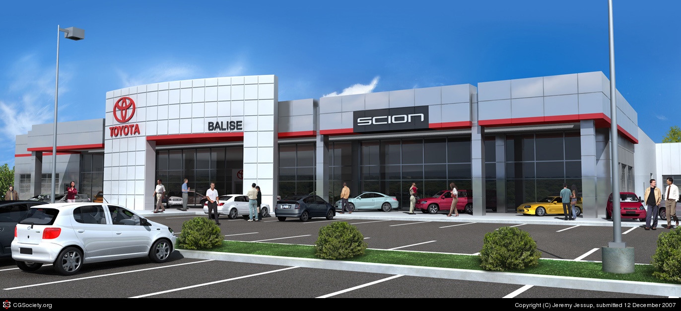 Car Dealership 3D Rendering