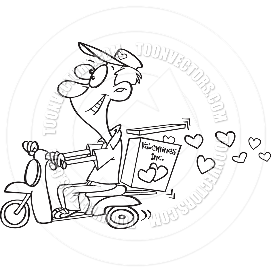 Cartoon Black and White Valentine Clip Art