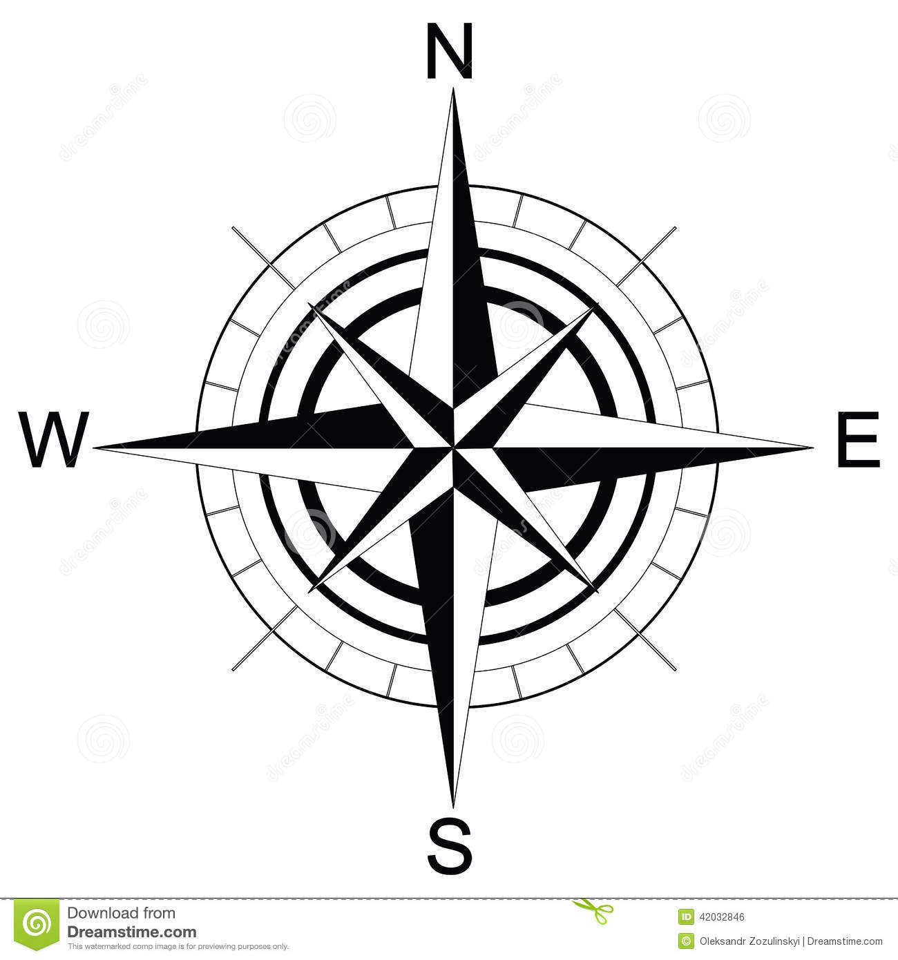 Compass Rose Clip Art Black and White