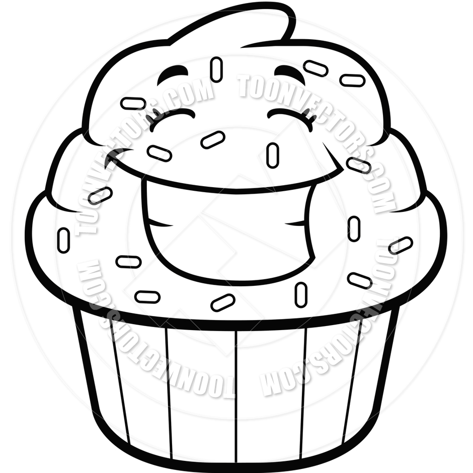 Cupcake Drawing Black and White