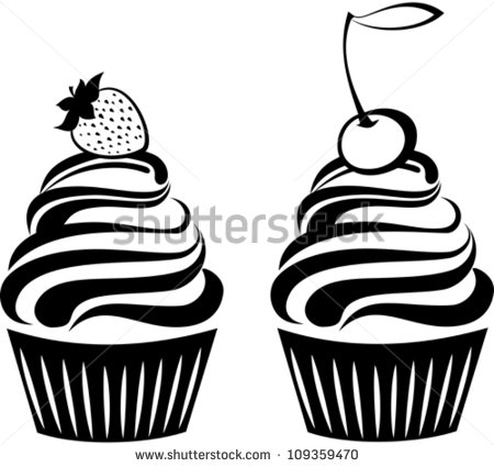 Cupcake Drawing Black and White