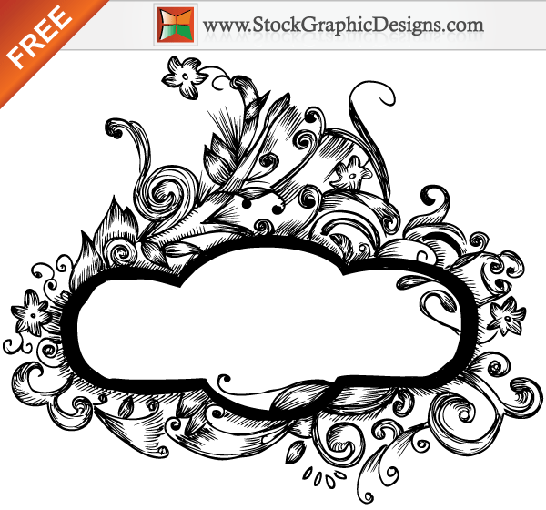 Free Hand Drawn Floral Vector Frame