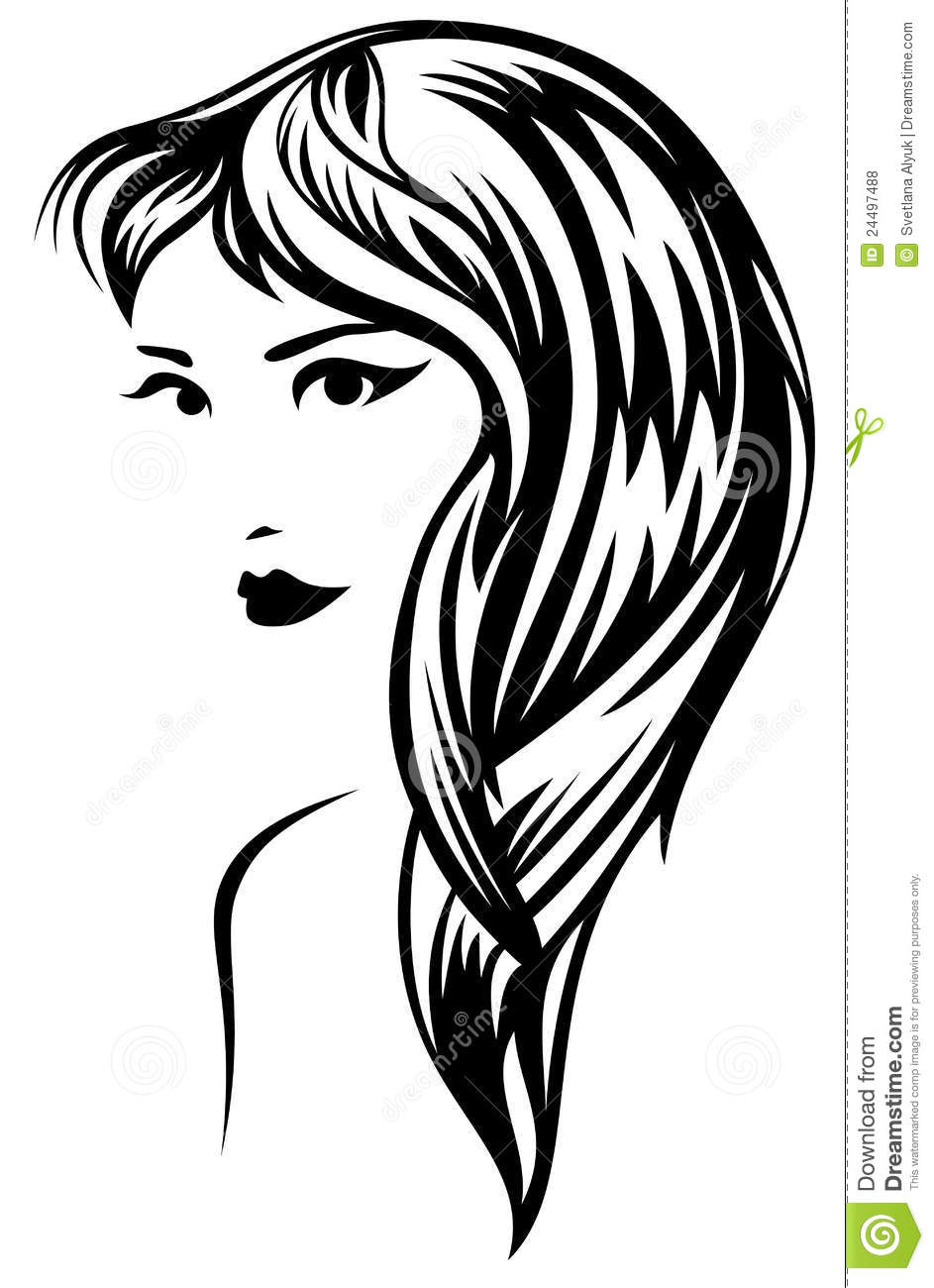 Girl with Black Hair and White Vector