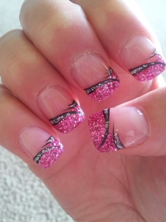 Glitter French Tip Nail Art Design