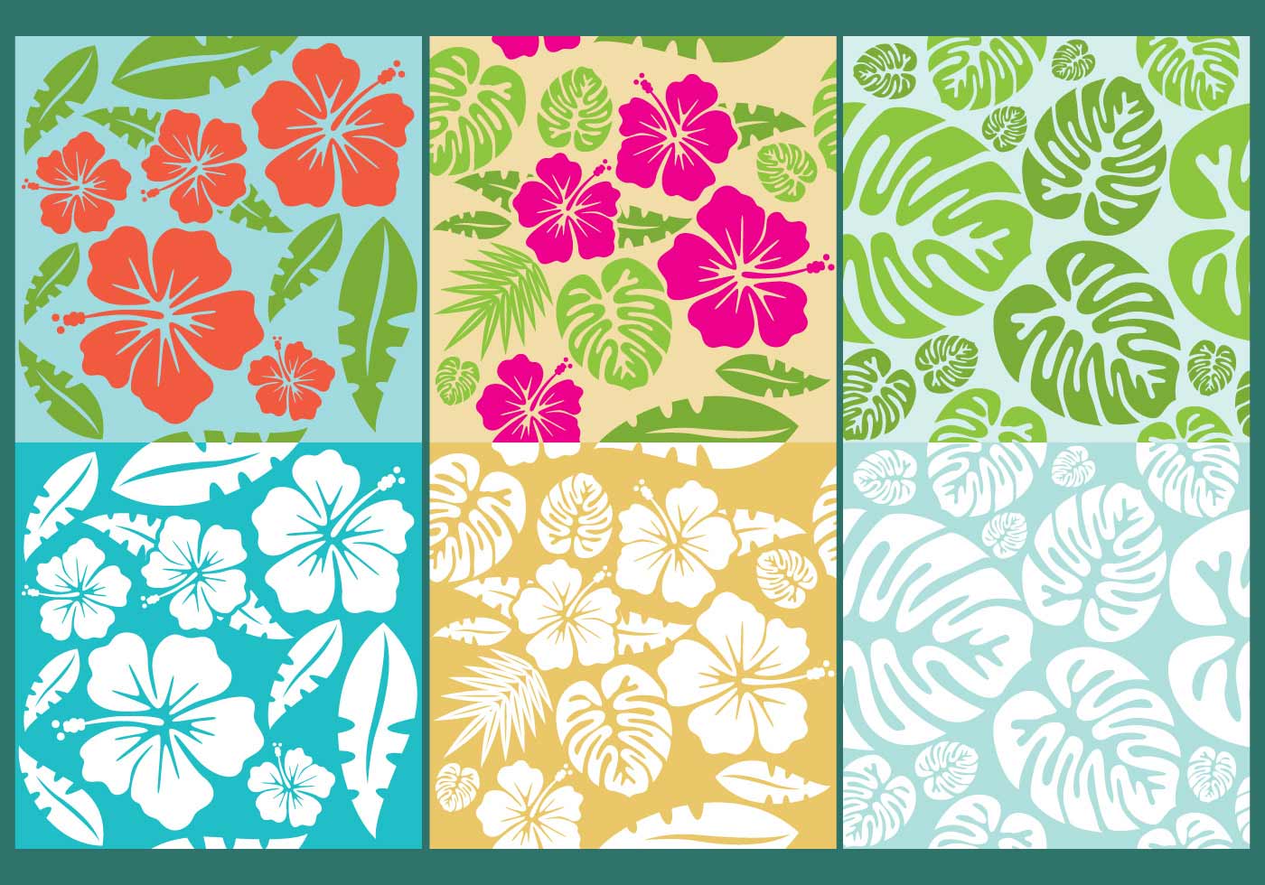 Hawaiian Vector Flower Patterns Hawaiian Vector Flower Patterns