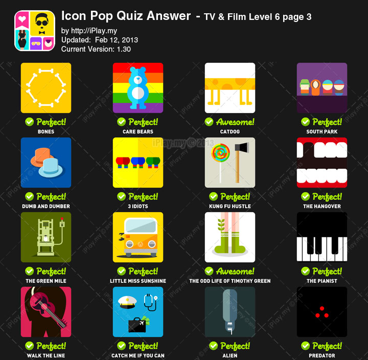 Icon Pop Quiz TV and Film Level 6
