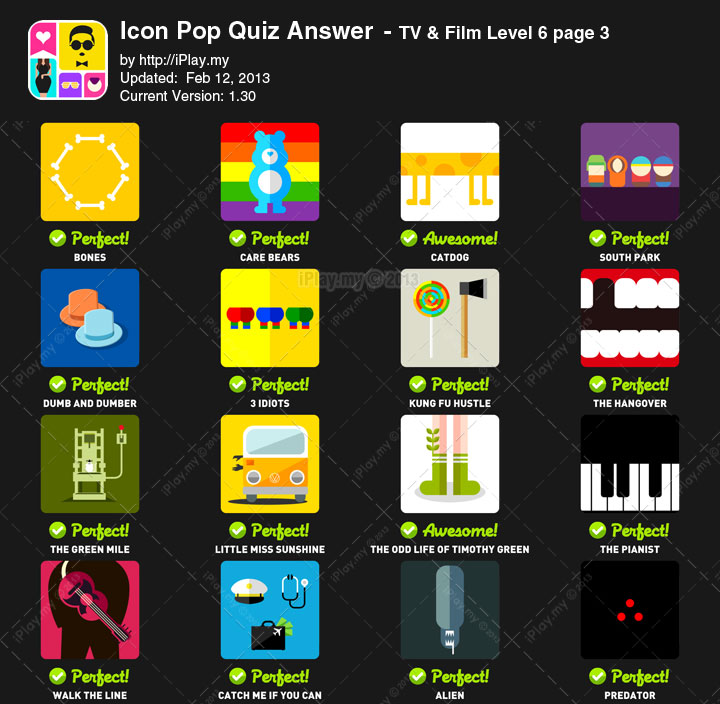 Icon Pop Quiz TV and Film Level 6 Icon Pop Quiz TV and Film Level 6