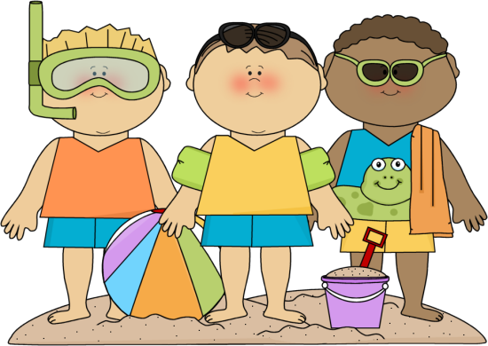 Kids at Beach Clip Art