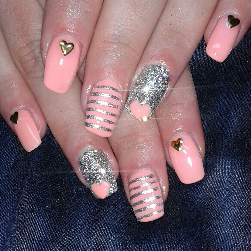 Light Pink Nails with Design