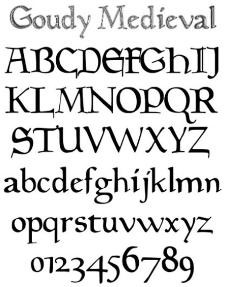 Medieval Font Styles Alphabet