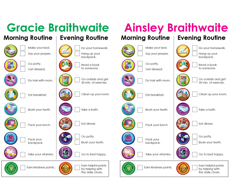 Morning and Evening Chore Chart Morning and Evening Chore Chart