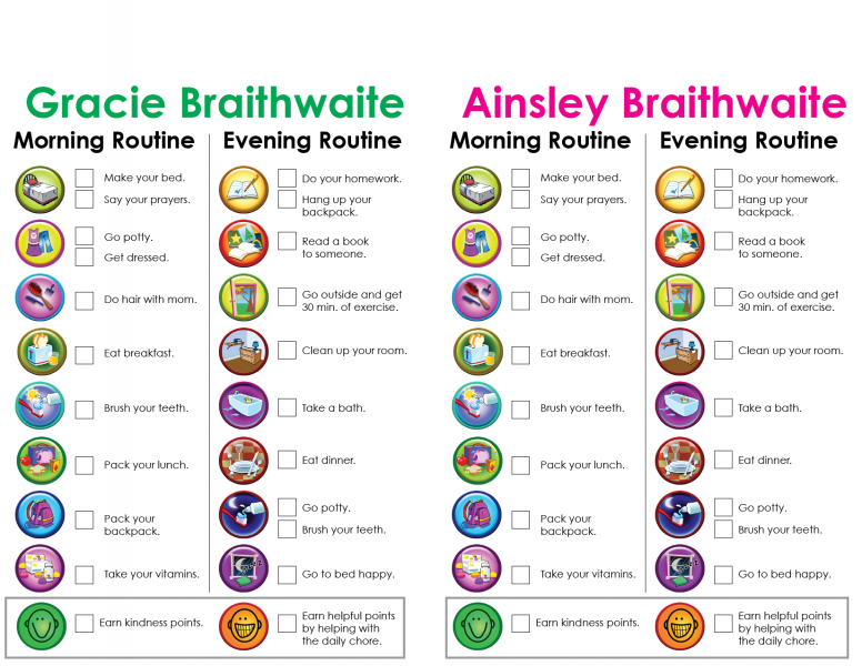 Morning and Evening Chore Chart